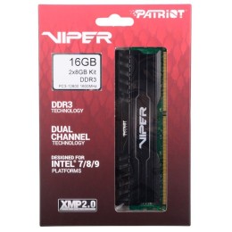 Модуль памяти Patriot DIMM DDR3 VIPER3 16Gb KIT (8GbX2) 1600MHz CL9 [PV316G160C9K] Black